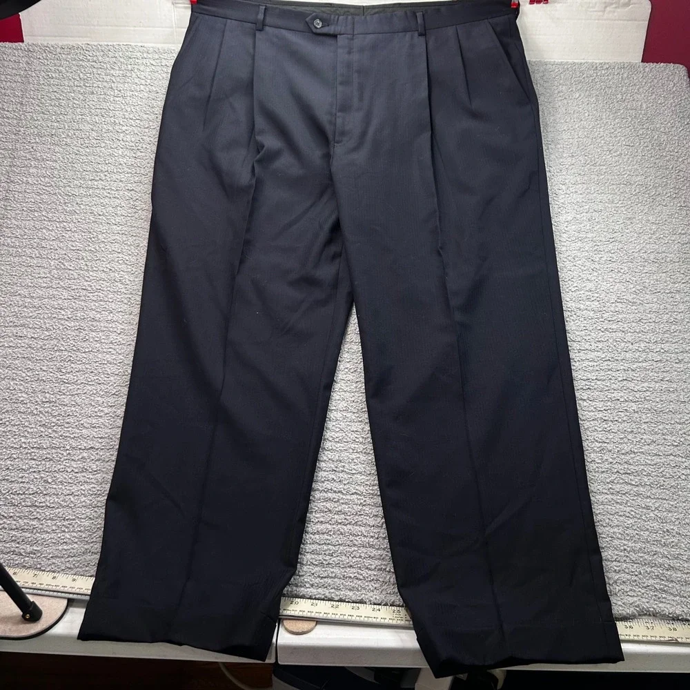 Hart Schaffner Marx Suit 50R Navy Blue 2 Button  Classic Big Tall USA made